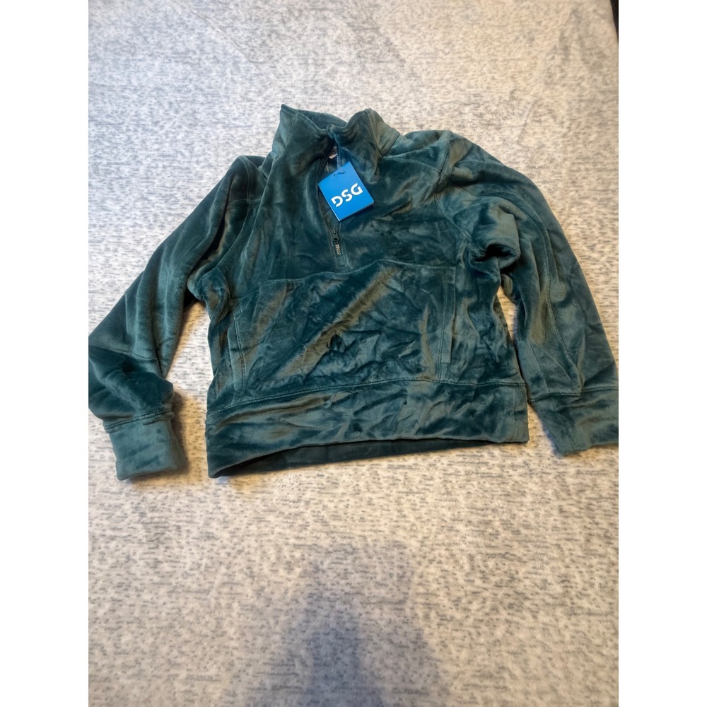 DSG Girls Velour 1/2 Zip Pullover Dark Green Size S 8-9
